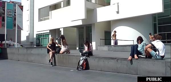  Real newbie gets public spanked and facefucked before jizz